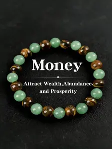 Aventurine & Tiger Eye Attract Wealth Bracelet, Blue Friendship Beads Jewelry, Protection Encouragement Gift, Handmade Fashion, Beaded Bracelet