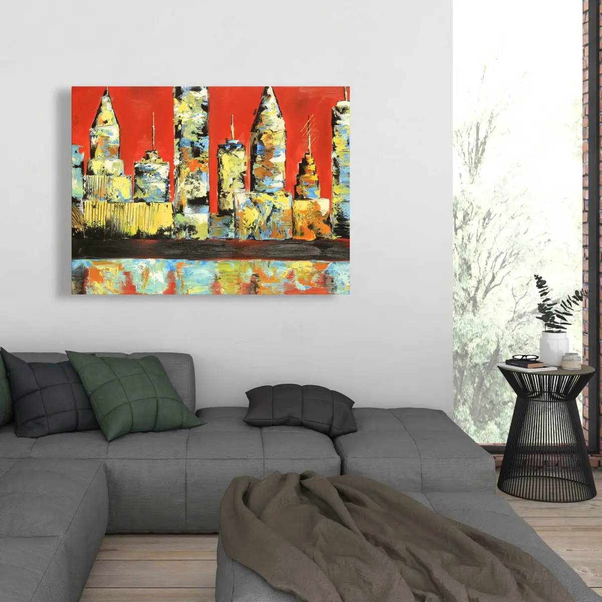 Begin Home Decor C1RC36484P280I 36 x 48 in. View of Red City - Yellow Cities Canvas for Home Decor