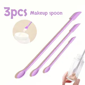 3pcs Silicone Cosmetic Spoon and Scraper Set • Ergonomic Handle and Scoop/Scraper Head • Durable Reusable Beauty Tools • Suitable for Jars, Bottles, Tubes • Portable, Easy to Clean • Precise Application of Creams, Lotions, Serums, Makeup • Suitable
