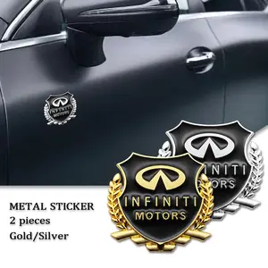 Infiniti Car Metal Wheat Sticker, 3D Embossed Badge, High Weather Resistant, Durable Waterproof, Easy to Apply, Fits Q50 Q60 Qx50 Qx60 Qx70 Qx80 Fx35 Fx37 Fx50 G25 G37