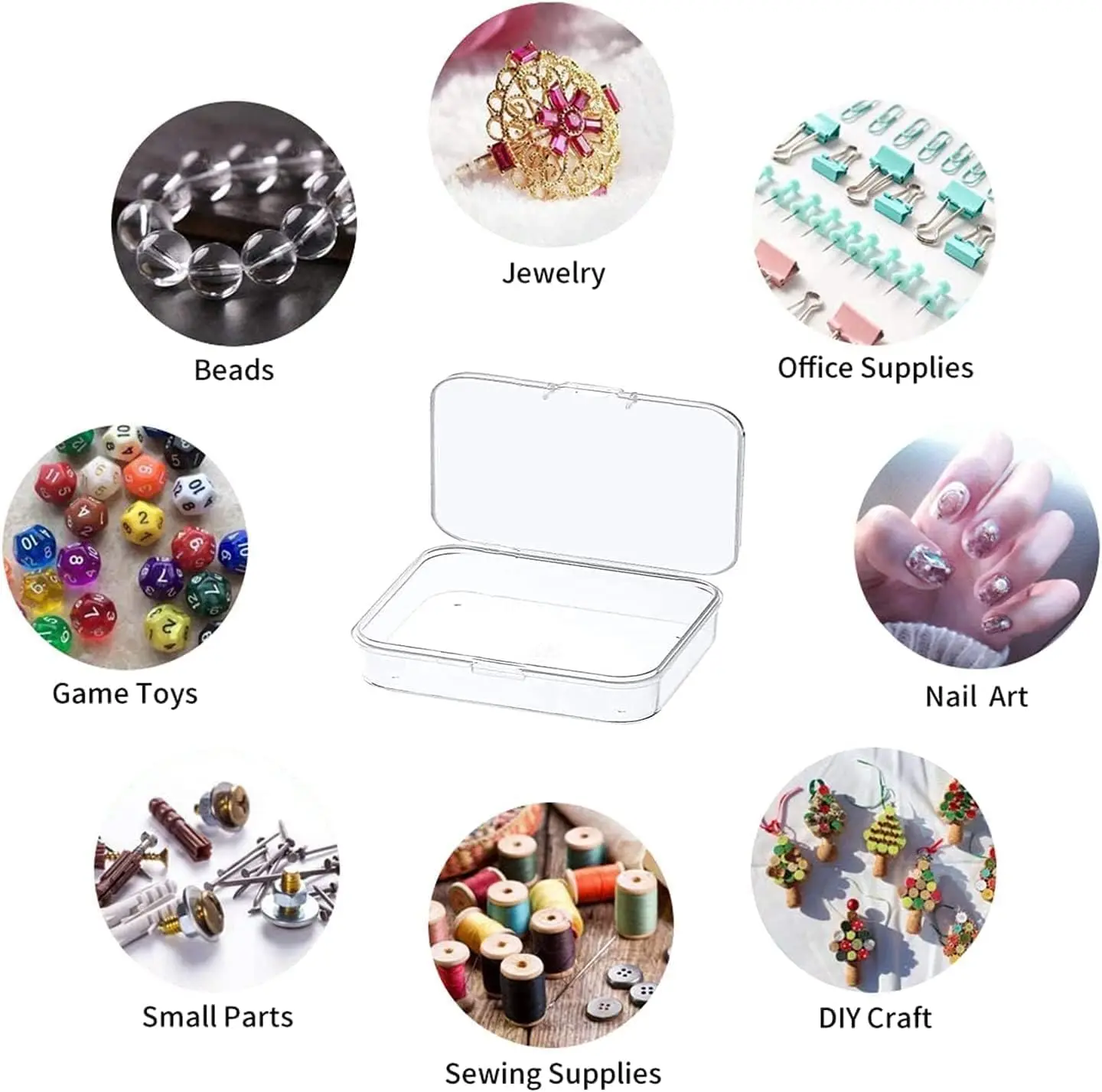 12 pack Transparent Storage Box with Hinged Lid Clear Rectangle Box for Storage of Small Items, Crafts, Jewelry, Hardware