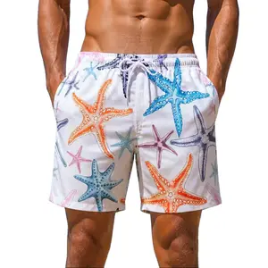 Men's Printed Swim Trunks 5-Pack - Water-Resistant Fabric, Mesh Liner, Adjustable Drawstring, Front Pockets for Beach & Swimming