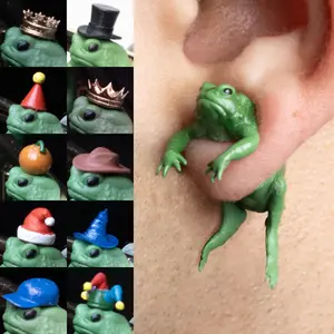 Frog Toad Earrings • Hand-Painted • 3D Printed • Quirky • Funny • Weird • Gift