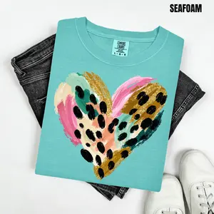 Watercolor Spotted Heart Comfort Colors T-Shirt 'NLB'