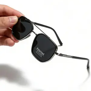 Back To School Lenses Polarized Aviator Sunglasses for Travel Use, Trendy Casual Sunglasses, Gifts for Him, Fashion Fall/summer 2026 Geometric Frame Double Beam Design Sun Protection Glasses Trends, Travel Accessories full rim sunglass