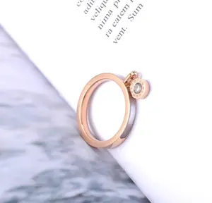 R353- Rose Gold Zircon Roman Letter Ring!