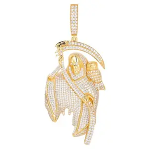 【P535 Live2】Iced Out Reaper Pendant With Owl UCCIYO S925 Sterling Silver Synthetic Moissanite Pendant Necklace for Women Men Hip Hop Jewelry Gift
