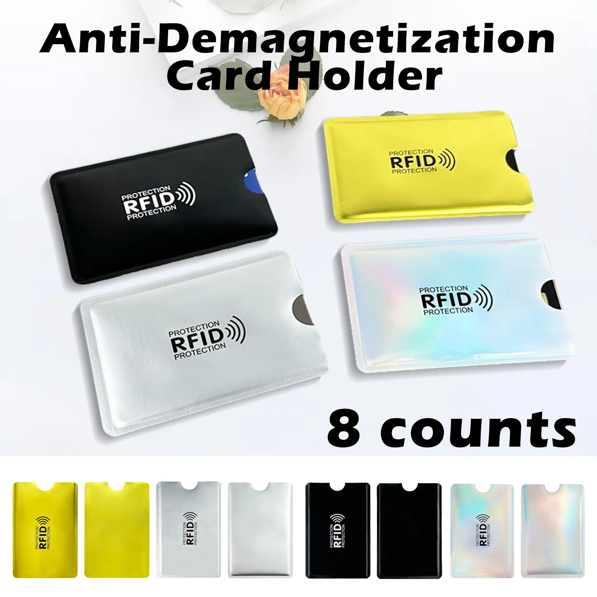 8 Counts RFID Blocking Sleeves Set,made from waterproof aluminum material,bank cards for convenient insertion
