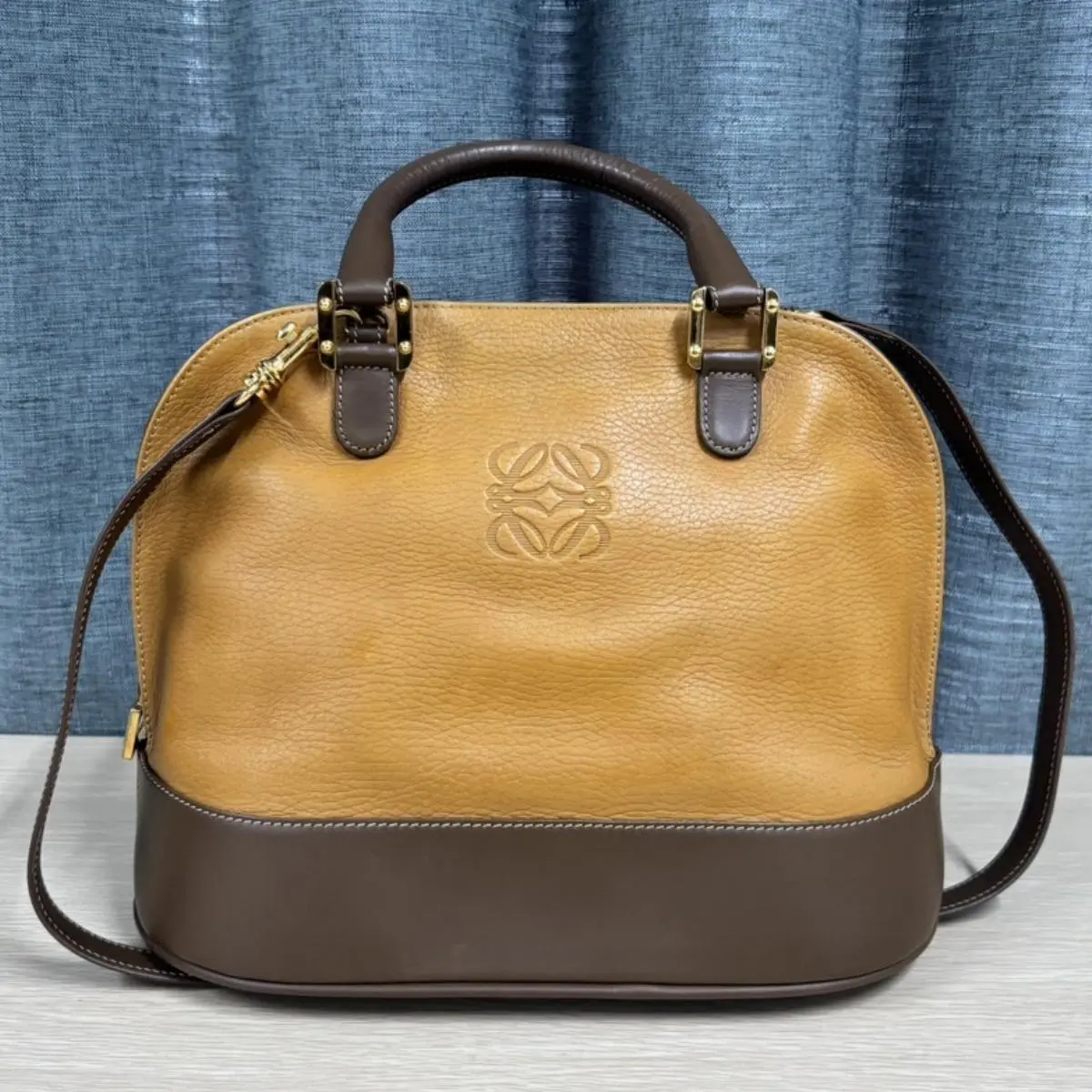 Pre-owned Loewe As Shown Shoulder Bags Vintage Anagram Two Tone Leather 2Way Shoulder Bag 27230