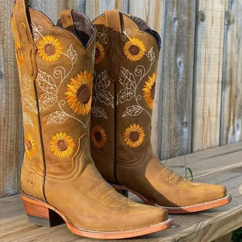 Western Sunflower Cowgirl Boots