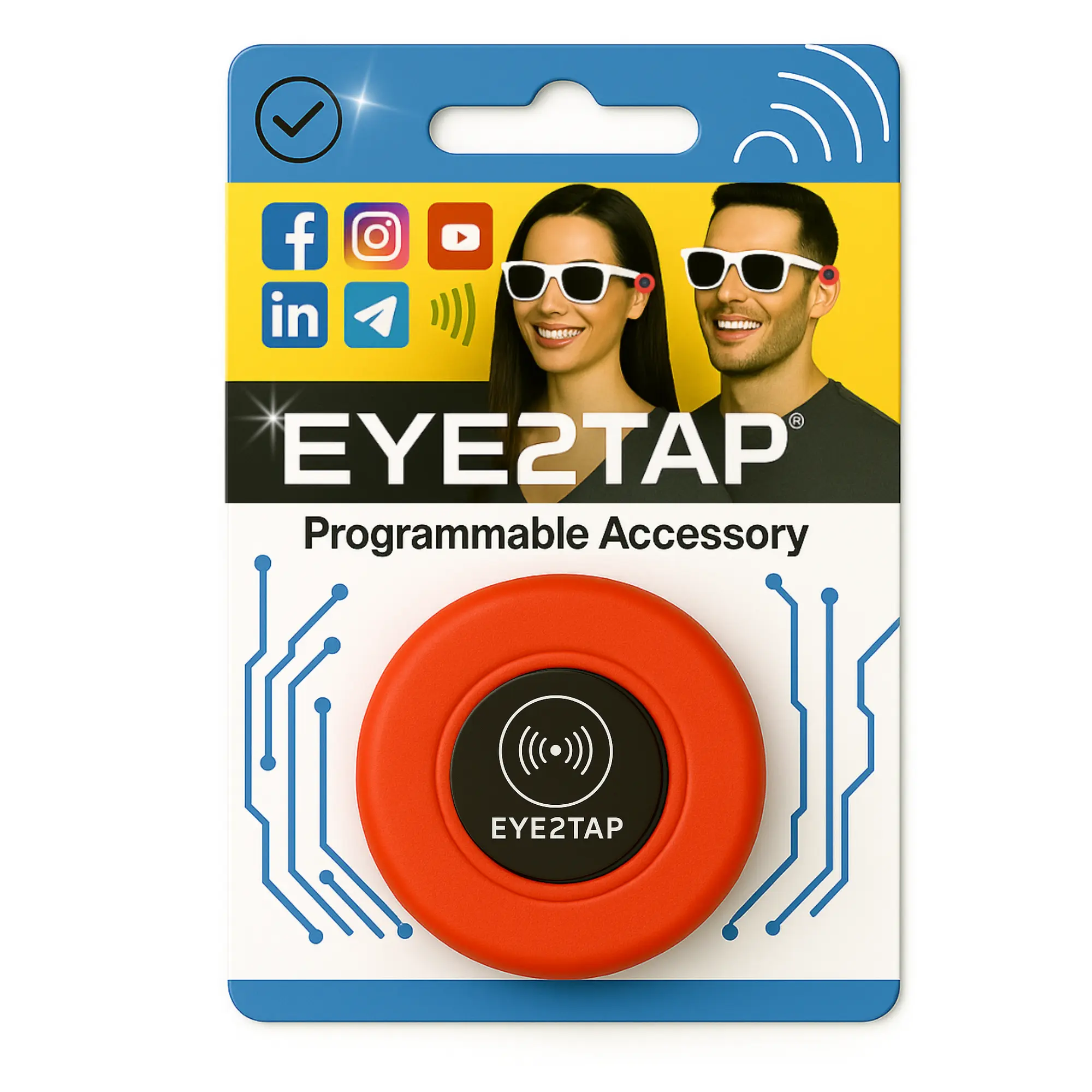 Eye2Tap Smart Glasses for Men & Women - Digital Business Card, Social Links, Medical Info, ID tag, Lost & Found, Smart Lock Key, Contactless Sharing, Digital Holiday Card