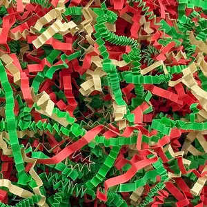 200g(7oz) Crinkle Paper Shredded Filler for  Baskets  Christmas (Red&Green&)