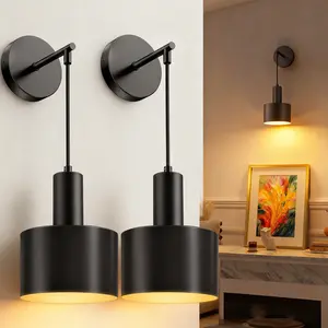2 Pcs Modern Charging Wall Lamps, Battery-Powered with No Wiring Required, Includes USB Cable, RGB Bulbs, and Remote Control. For Bedrooms, Living Rooms, Hallways, TV Walls. Indoor Decorative Lighting Fixtures. Drilling Required for Installation.