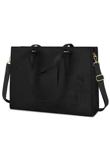 Women's Solid Color Large Capacity Laptop Bag, Fashionable Lightweight Waterproof Computer Tote Bag, Professional Office Work Bag