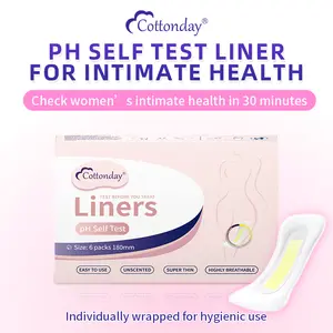Cottonday Feminine Care Daily Liners, 18cm, 6pcs, Soft & Breathable, pH Test Liners for Women - 6 Packs, 99% Accurate, Easy to Use, Private & Reliable Feminine Health Screening for Vaginitis, Yeast & Bacterial Infections