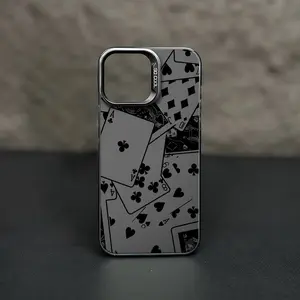 Black and White Poker Element Collage Pattern Phone Case Fashionable Simple New Anti-Slip Large Hole Anti-Fall Fun Personality Unique Trendy Unisex Holiday Gift Suitable for iPhone 17 16 15 14 13 12 11 PLUS PROMAX PRO Series