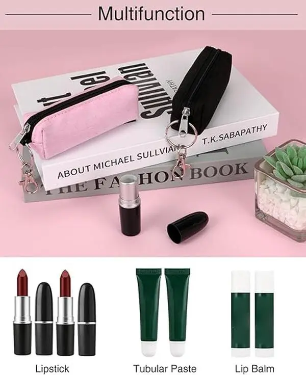 Chapstick Holder Lip Balm Sleeve Pouch Lipstick Holder Bag Lip Gloss Holder With Hook Stocking Stuffers Gift for Women (2pcs)