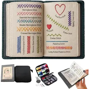 Embroidery Stitch Book Kit DIY,  in  Sewing kit,  Scenario Sampler for Beginners, Embroidery Practice  with 106 Stitches Sewing Set, Portable  Stitch Book