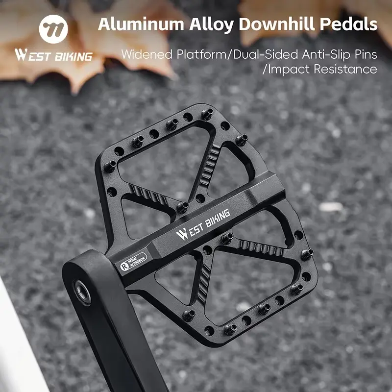 WEST BIKING Aluminum Alloy Bicycle Mountain Bike Pedal Widened Platform DU Bearing Riding Dustproof and Waterproof MTB Downhill Pedal