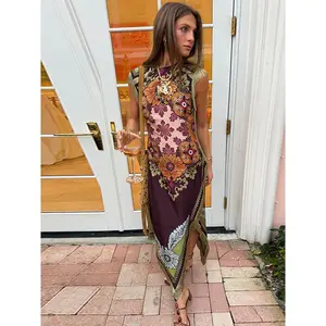 Elegant Printed Women's Tassel Dress Fringed Sleeveless Slim Irregular Party Evening Dresses 2026 Spring Summer Lady Vestidos