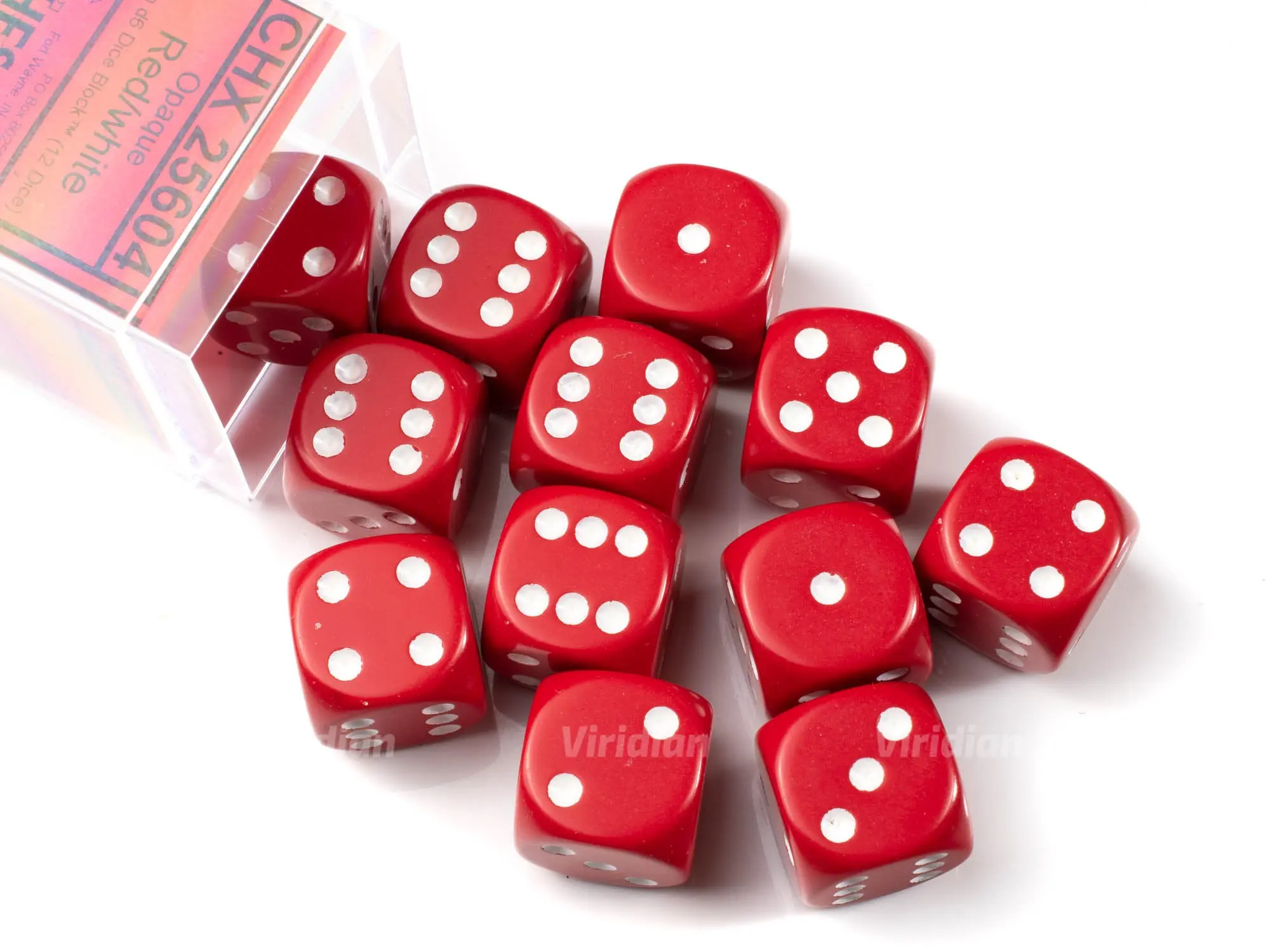 Opaque Red & White | D6 Block | Chessex Dice (12) Opaque Red & White | D6 Block | Chessex Dice (12)