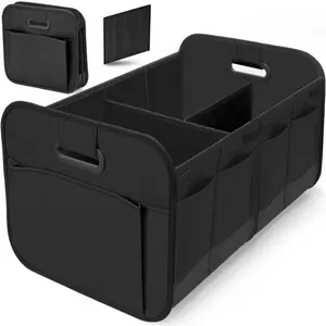 1 Piece Heavy Duty Car Trunk Organizer, foldable multi-compartment design with reinforced handles. Made of 600D oxford cloth, suitable for sedan, SUV and minivan for neat vehicle storage.