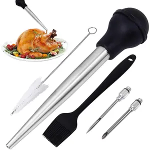 Turkey Baster  for Cooking - Large -Grade Turkey Baster with  Bulb, 2 Marinade Injector , and Cleaning Brush - Turkey Baster for  Roasts, BBQ, and  Baking