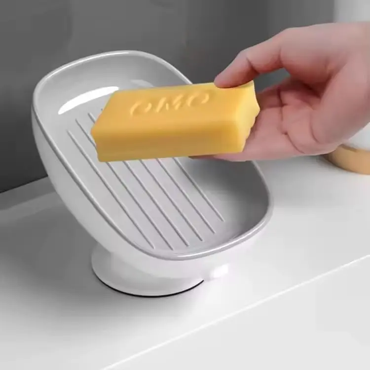 Lightweight Minimalist White Soap Saver Tray with Drain Hole, Plastic Sponge Holder Caddy for Shower Bathroom Kitchen, Easy Cleaning, Keeps Soap Dry Avoid Mushy Soap