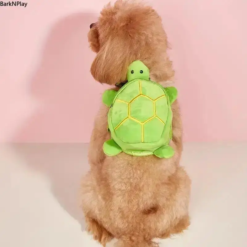 Cute Turtle Plush Carrier Backpack with Safety Leash Harness for Small Dogs and Cats, Comfortable and Adjustable for Hiking and Travel