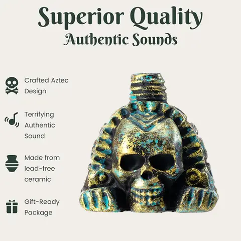 Real Screaming Aztec Death Whistle from QIYINFANG - Loudest Authentic Human Sounding Screams 125+ Decibels Loud, Collectible,Self defense,Outdoor equipment ,Halloween gear ,Festival essential prank  toys great gift idea