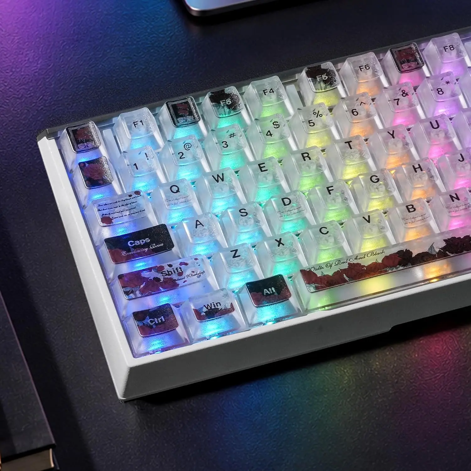 Womier Clear Keycaps,Shine-Through Keycaps,Cherry Profile Transparent Keycaps for All ANSI Layout MX Switch Mechanical Keyboard