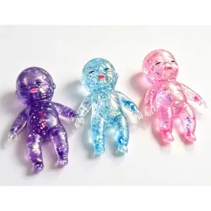 Glitter-Filled Baby-Shaped Squeeze Toys, 3PCS Colorful Stress Relief Set