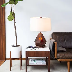Artifact Natural Mica Table Lamp with Nightlight - 22", Gunmetal, Charcoal Gray, 4-way rotary switch