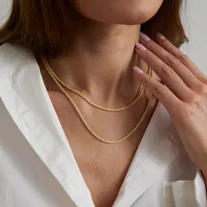 VENOCO 14K Gold Plated Dainty Layering Necklaces for Women 2pcs Luxury Sparkling ChainRhinestones Decor cute Necklace for Women