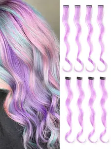 20 Inch Long Wavy Clip-in Hair Extensions, Gorgeous Fluffy Wigs for Women, Synthetic Heat Resistant Hair Extensions for Party, Daily Use, Synthetic Soft Hairpieces