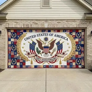 USA 250th Anniversary Garage Door Cover, Patriotic Fourth of July Decor Banner