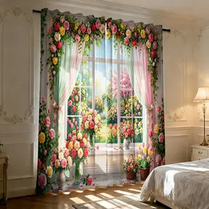 2 pieces of garden mystery printed curtains. The fabric is durable, wrinkle-resistant, and doesn't fade easily. It's also very convenient for daily cleaning. They are suitable for living rooms, closets, bedrooms, study rooms, and home decorations