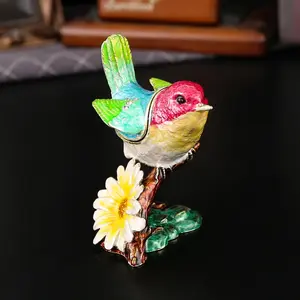 Charming Feathered Bird Jewelry Storage Box, High-End Garden Theme Decor, Enhances Vanity Aesthetic, Perfect Gift for Flower Lovers
