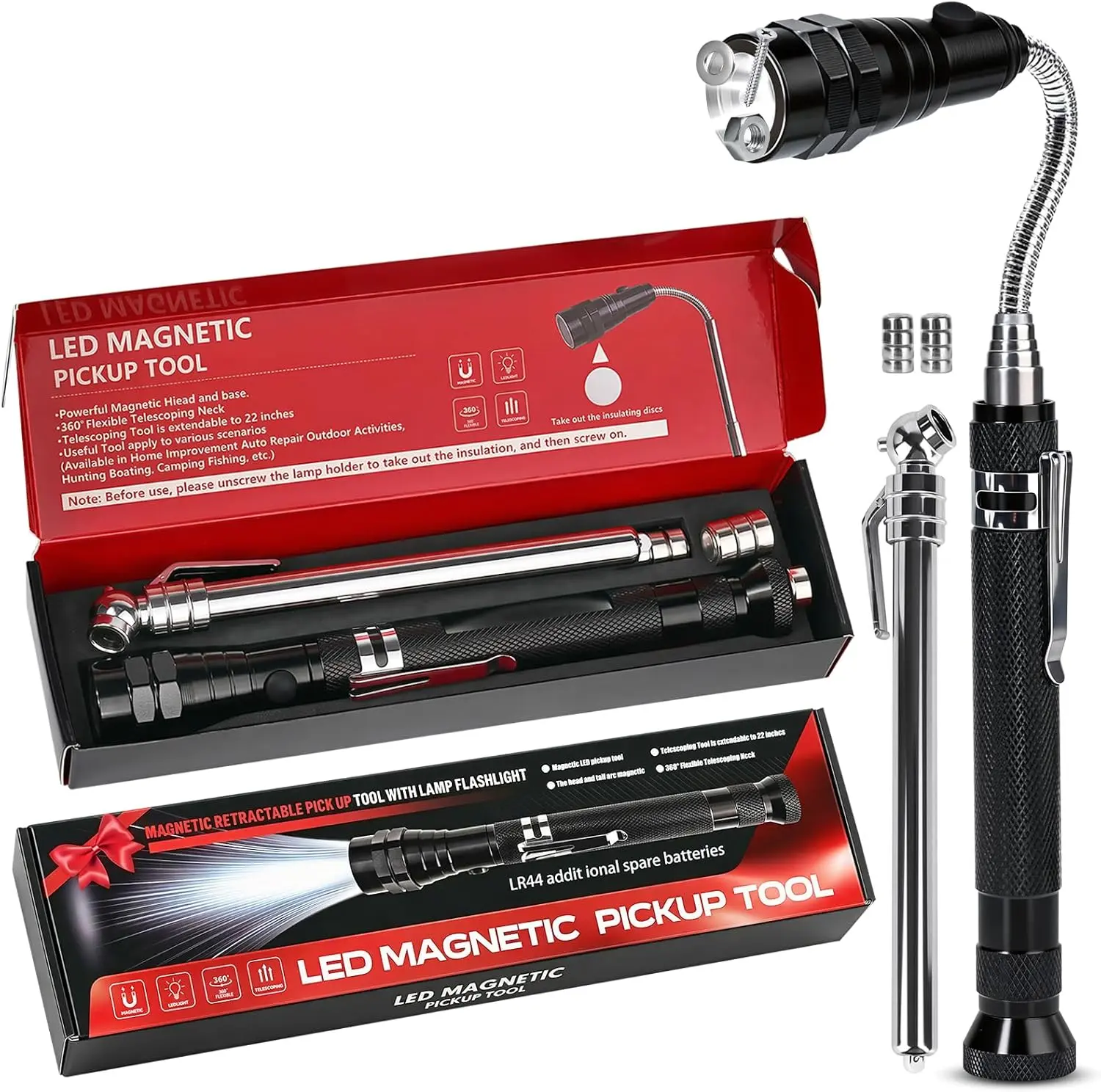 Magnetic Pickup Tool with LED Flashlight, Telescoping Magnet Tool, Father's Day Gift for Dad,Cool Gadget Gift for Men, Dad, Hband, Mechanic & Handyman