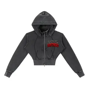 Vintage Washed Cropped Fleece Hoodie