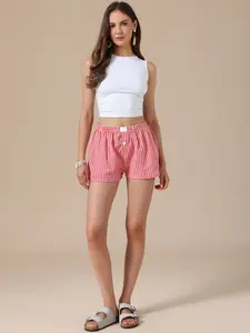 INSPIRE CHIC Summer Shorts for Women Gingham Buttons Comfy Breathable Beach Casual Shorts