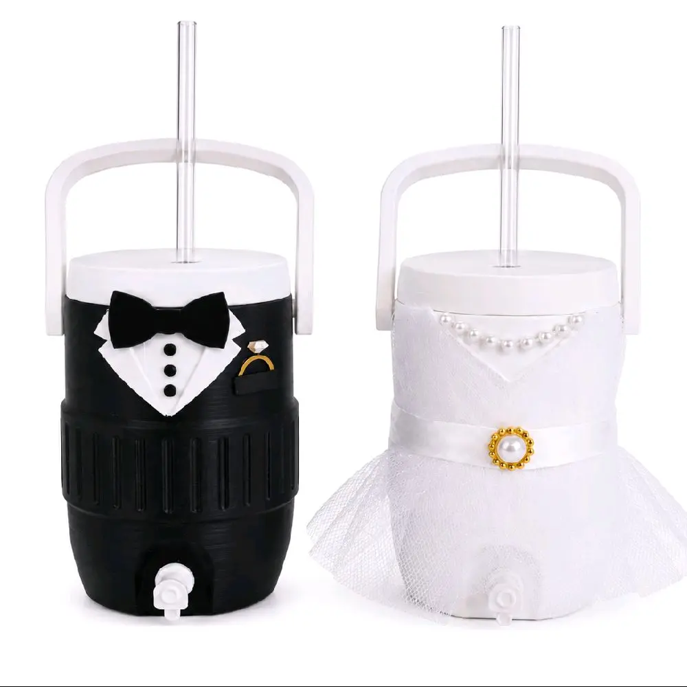 Bride & Groom 12oz Can Koozie Set | Wedding Drink Holder | Bridal Shower Can Cooler | Reusable Wedding Beverage Sleeve | Decorative Novelty Drink Holders | Event Accessories