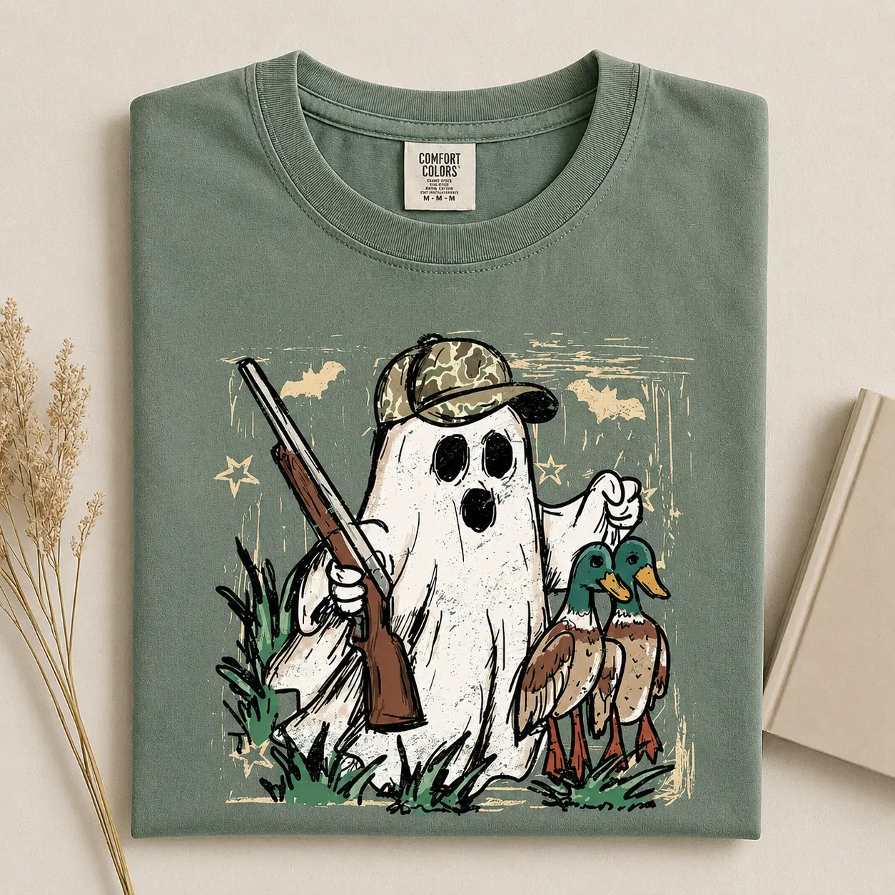 Comfort Colors Ghost Duck Hunting Shirt, Funny Halloween Hunting T-Shirt, Duck Hunter Ghost Graphic Tee, Spooky Waterfowl Season Shirt, Mallard Hunter Gift, Fall Outdoor Apparel Fabric Menswear