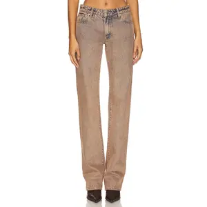 GRLFRND Isabel Low Rise Straight Jeans in Calico