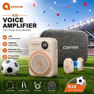 COHYAN K28 Voice Amplifier with Wireless Lavalier Clip On Mic, Portable Bluetooth Audio Speaker, Rechargeable Bullhorn Megaphone for Teachers, Classrooms, Meetings - Beige outdoorfun
