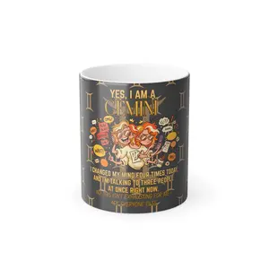 11 oz Gemini Color-Change Coffee Mug - Ceramic Non-Toxic Mugs, "Yes, I Am a Gemini" Zodiac Gift, Coffee Mugs