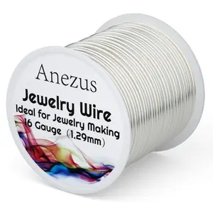 Anezus 16 Gauge Jewelry Wire, 11 Yards Craft Wire Tarnish Resistant Copper Wire for Jewelry Making, Wire Wrapping and Crafting(Silver)