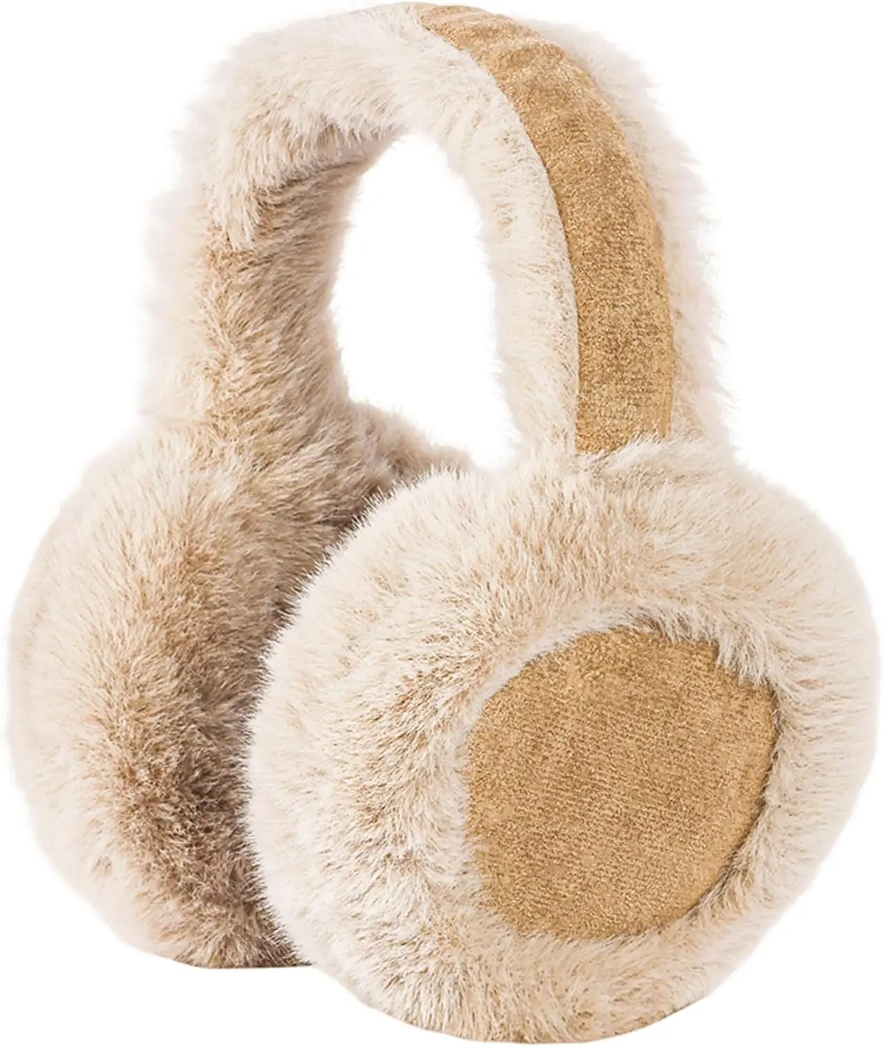 Winter Adjustable Fuzzy Earmuffs for Women Faux Fur Foldable Ear Warmers Ear Covers for Cold Weather