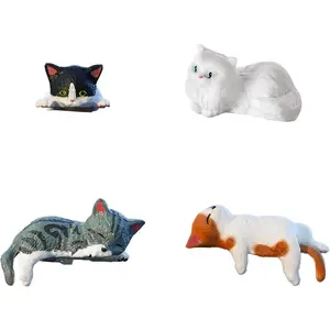 5 Pcs Mini Cat Figurines Car Decor Dashboard Accessories Cute Resin Cat Ornaments for Rearview Mirror Desk Decorations Funny Car Gifts Interior Decors