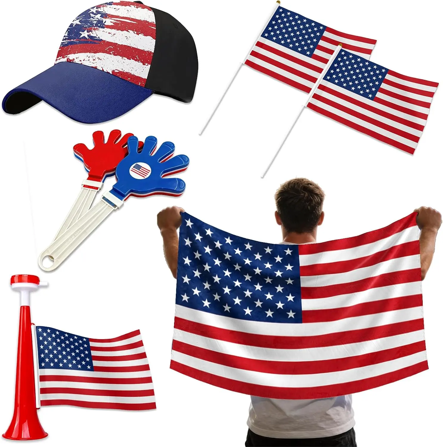 7 Pcs American Flag Party Accessories Set
